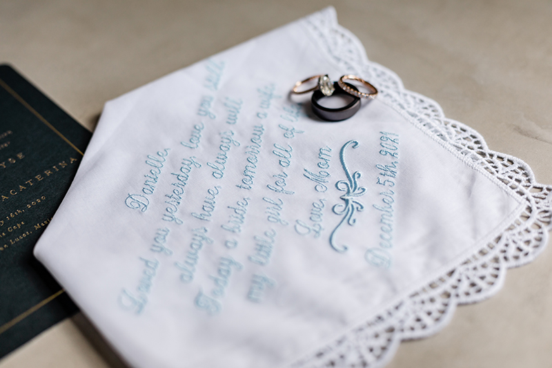 Embrodied Handkerchief with message form Mom to Bride