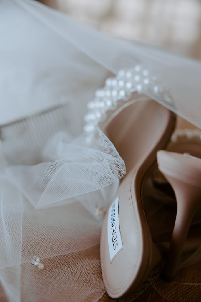 The bride's shoes and veil