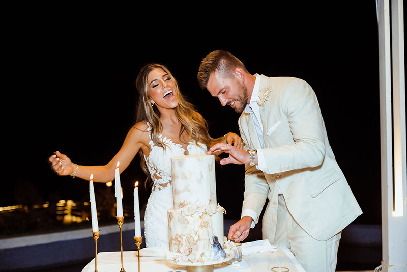 The Newly Weds Cutting the Wedding Cake