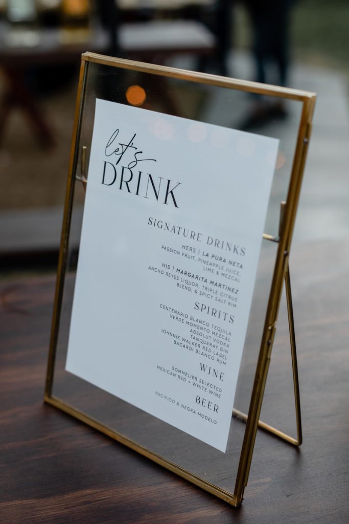 Signature drinks menu