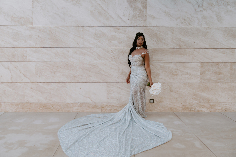 Saleemah wearing her glamorous wedding dress