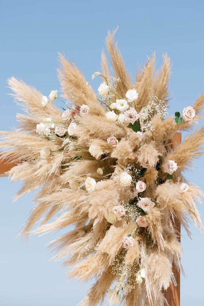 Wedding Arch decorations made of Pampas Grass and Flowers