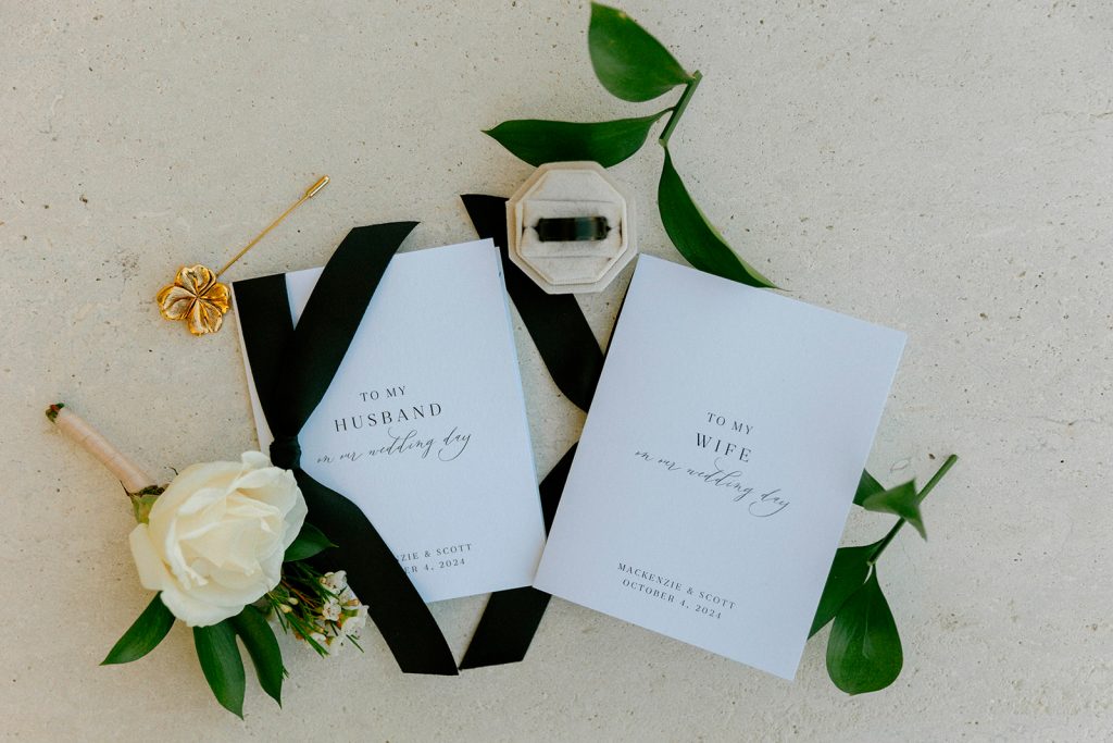 The couple's printed wedding vows