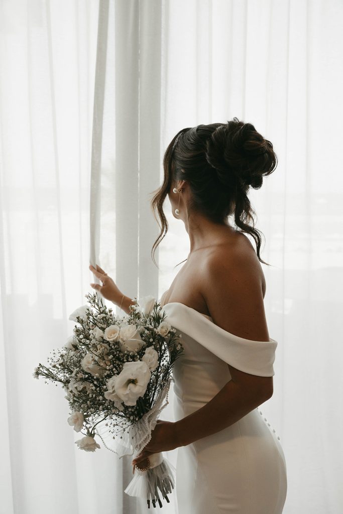 The Bride dressed up for wedding ceremony