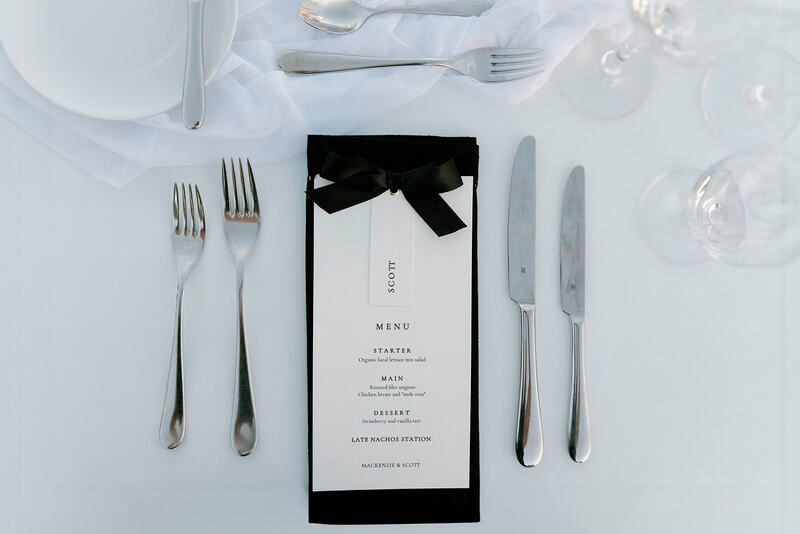 Printed reception menu