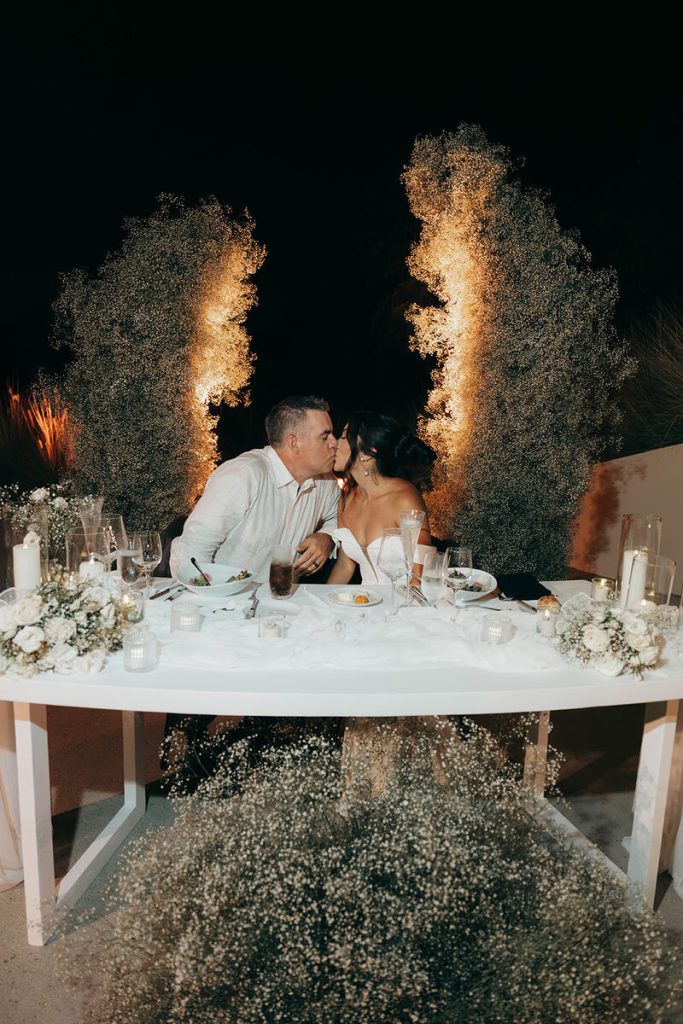 The newly weds seating at the sweetheart table