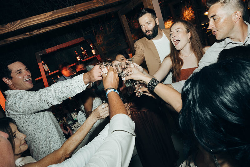 Assistants making a toast