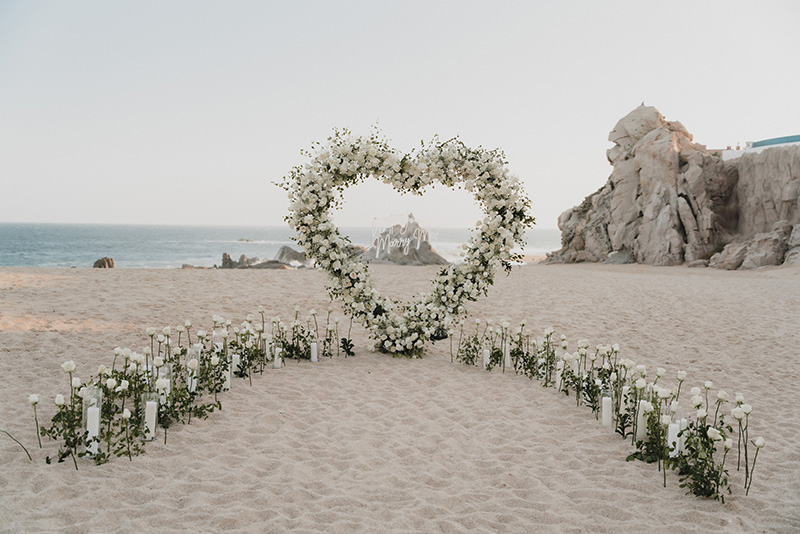 Heart made of flowers for marriage proposal