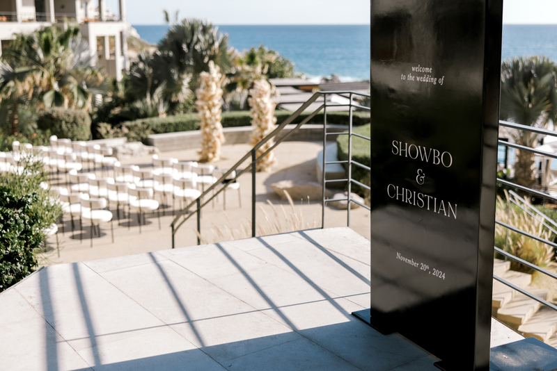 Welcome sign for Showbo and Christian's Wedding