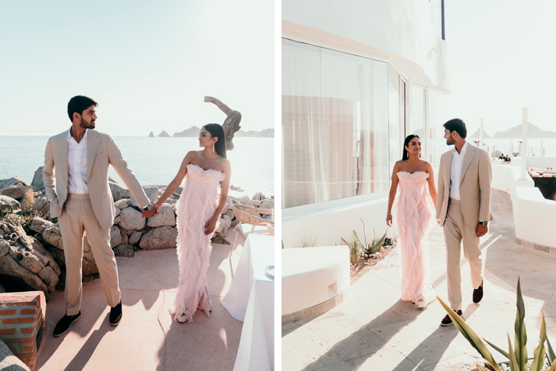 Vamsi and Nitra with Los Cabos Arch as Backdrop