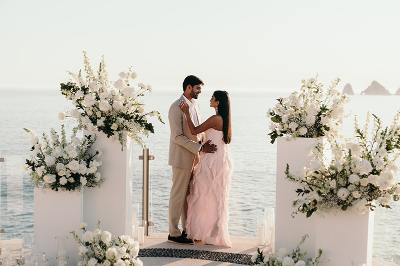 The couple holding each other