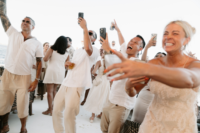 Guests Enjoying Boat Wedding Reception