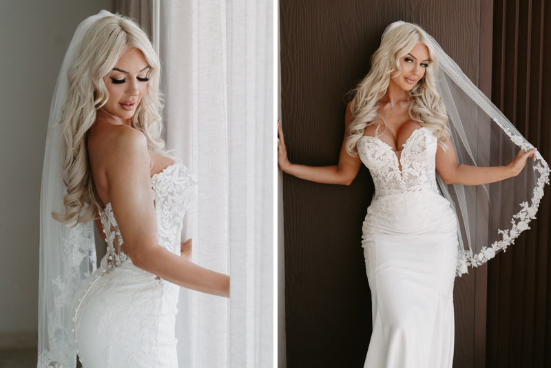 The Bride Dressed Up in Her Wedding Attire