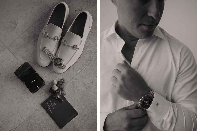 Frank's wedding watch and shoes