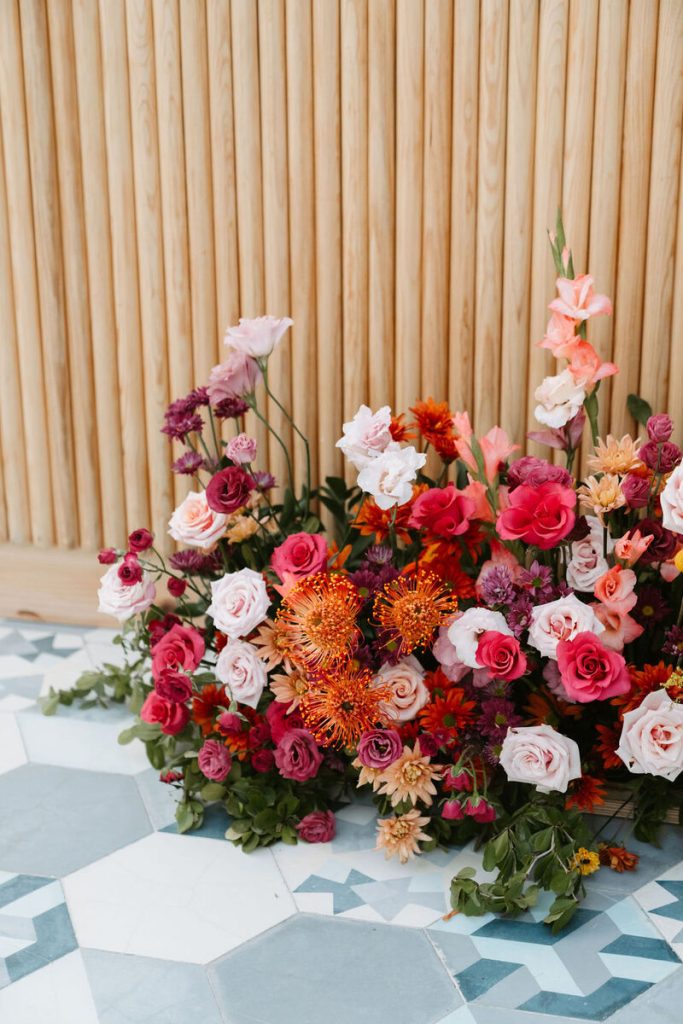 Floral arrangements for reception dinner and party