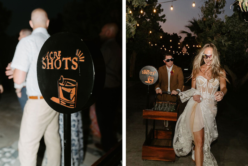 Frank and Christina offering shots to their guests