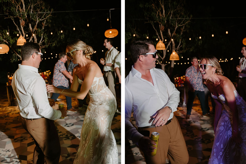 The newly weds enjoying the party
