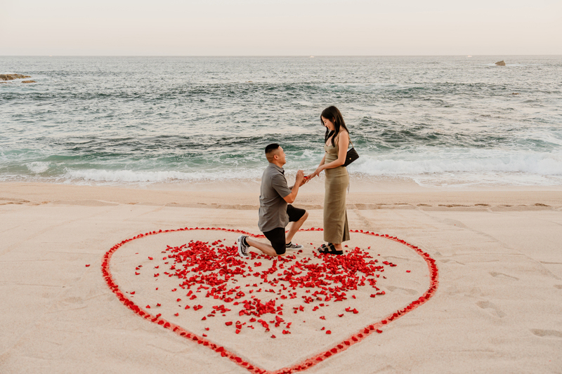 Kevin on his knee proposing marriage to Casey