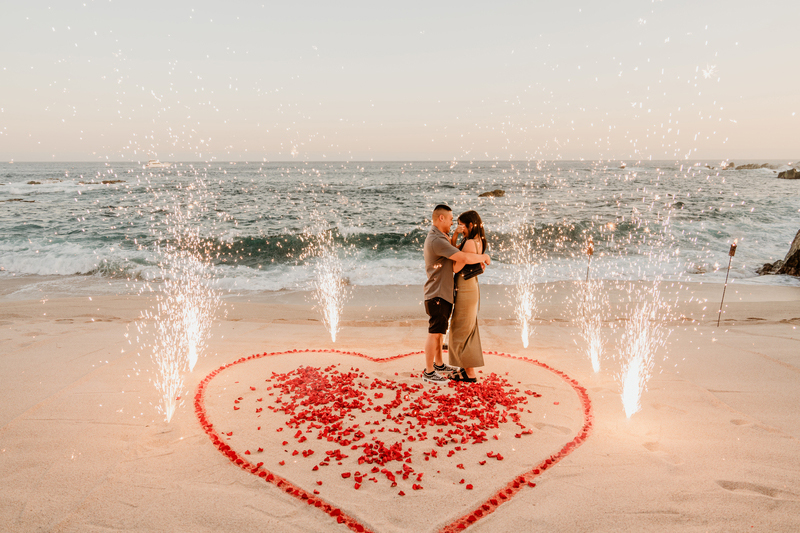 Cold fireworks igniting after she said yes