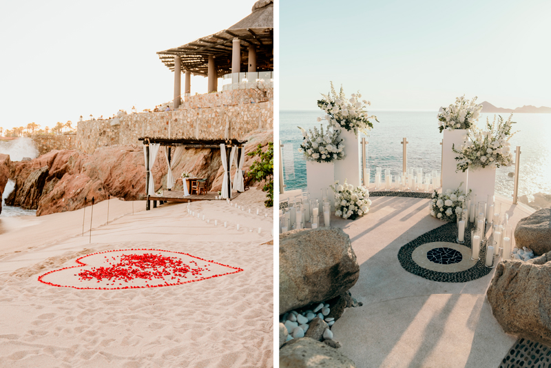 Different settings for proposing marriage in Los Cabos