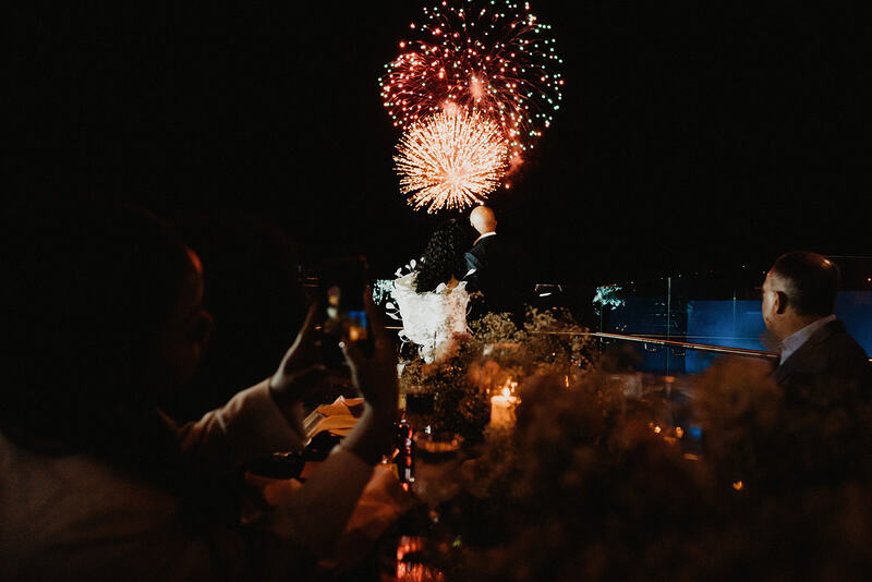 The couple enjoying the fireworks