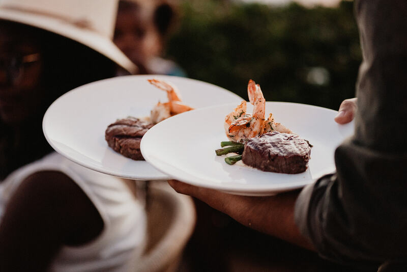 Shrimps and Steak served at Sunset Monalisa