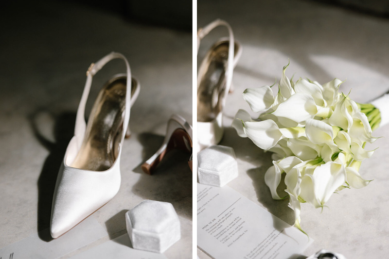 The Bride's Flower Bouquet and Wedding Shoes