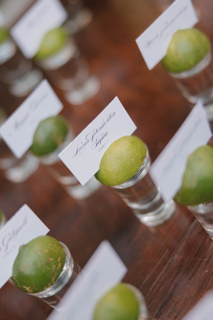 Seating chart with tequila caballitos