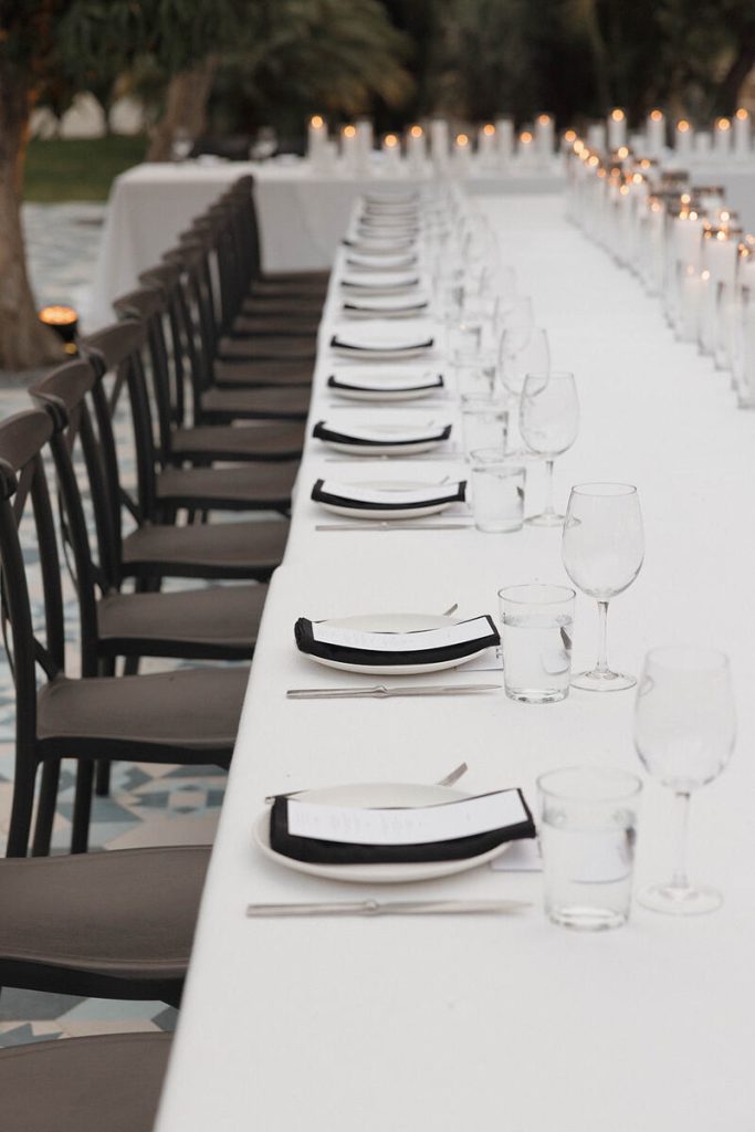 Wedding reception table setup