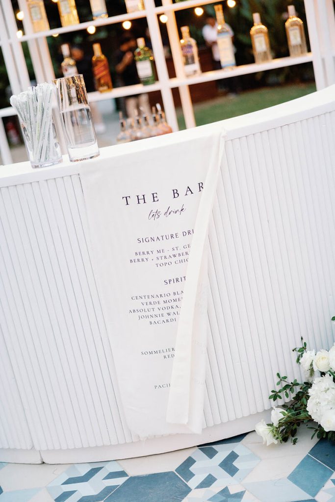 Signature drinks printed menu