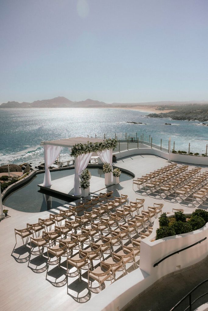 Weeding Ceremony setup for Jasmine and Jeremy's destination wedding at Sunset Monalisa