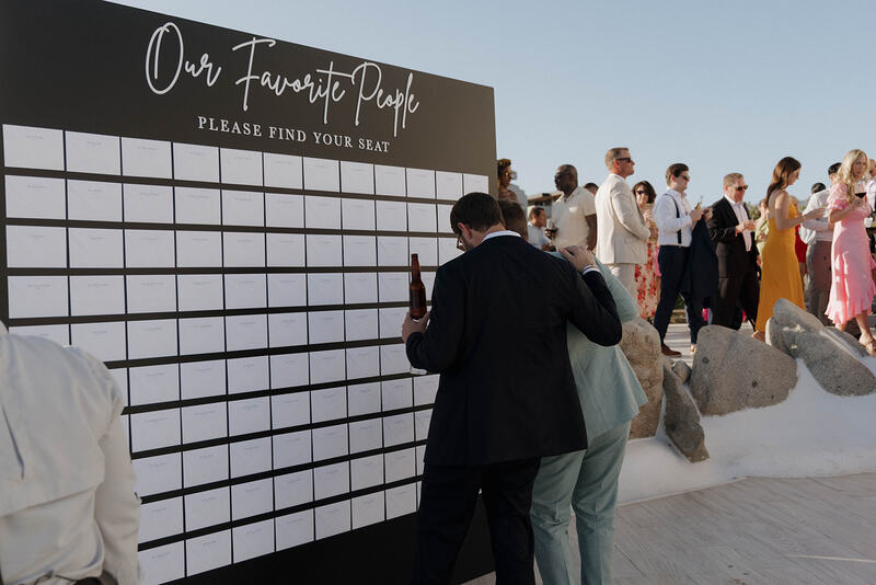Seating chart for Jasmine and Jeremy's recepetion dinner
