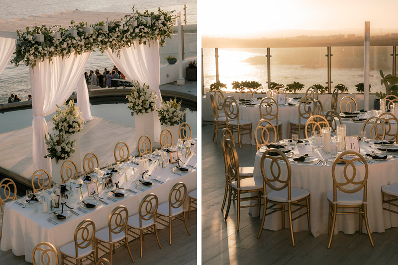 Wedding reception dinner setup at Sunset Monalisa