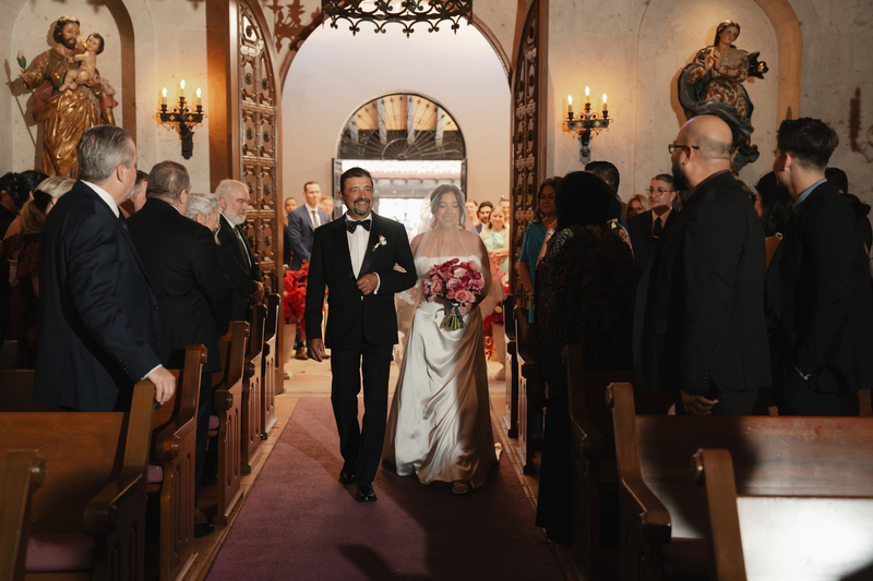 Courtney and Eric making their entrance to the chapel