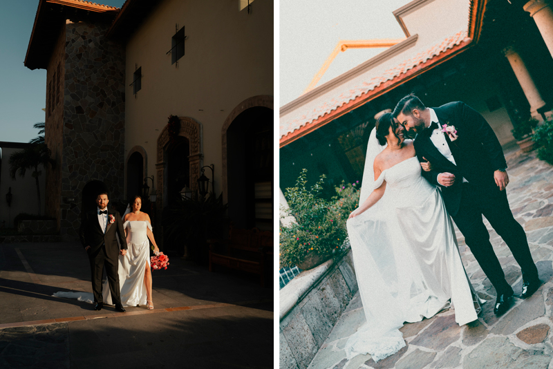 Courtney and Eric shooting photos at Pueblo Bonito wedding venue