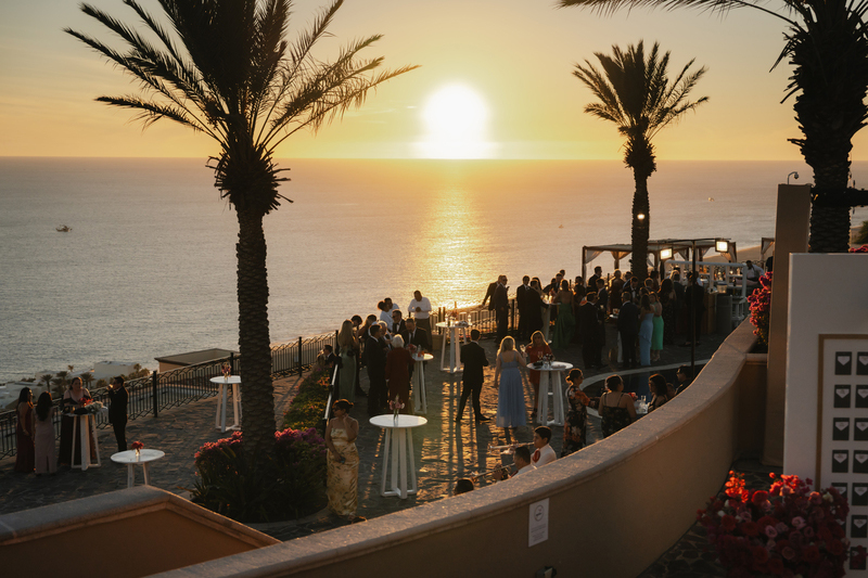 Post ceremony cocktail taking place at sunset time