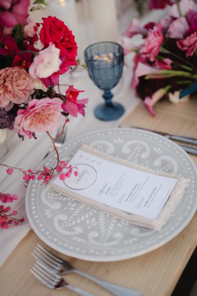 Printed wedding dinner menu