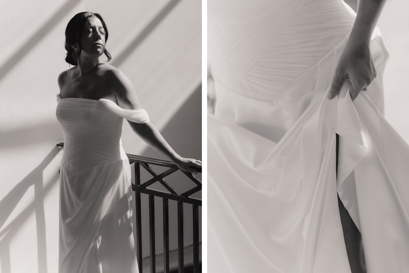 Example of a wedding dress with draping