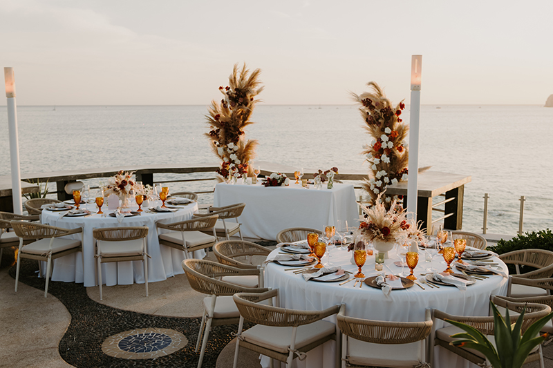 Wedding Reception Dinner Setup at Sunset Monalisa Terrace