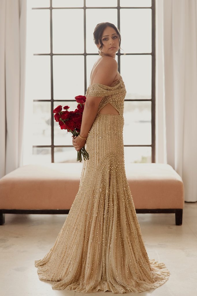 Wedding Dress in Gold and Metallic tones